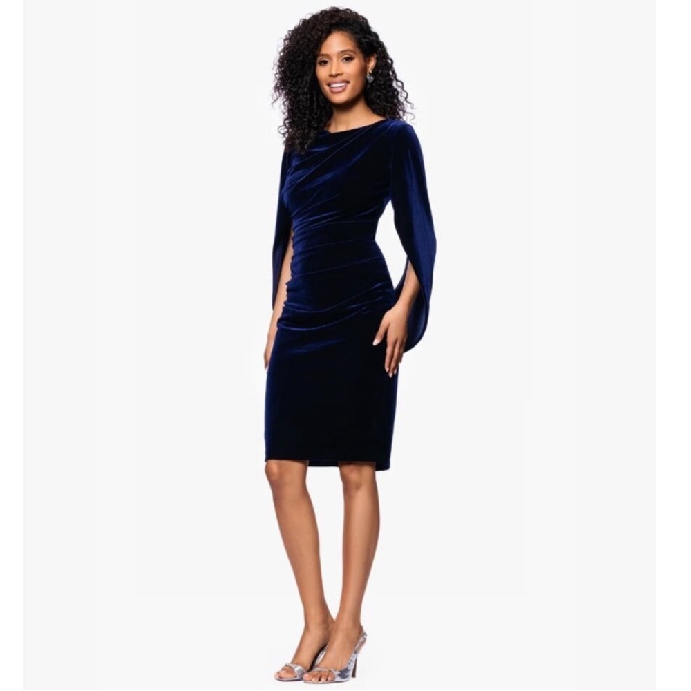 Betsy & Adam Capelet Velvet Sheath Dress